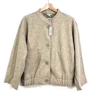 Max Studio Brush Knit Womens Bomber Jacket, Hoatmeal,Med,NWT